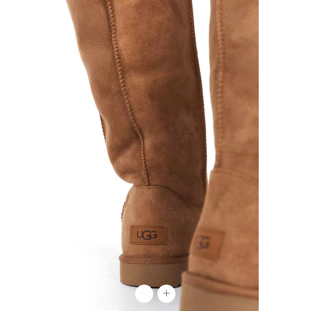 UGGxAnthropologie 9 Classic Ultra Tall Boots $295 Knee High Shearling Chestnut - Picture 5 of 14